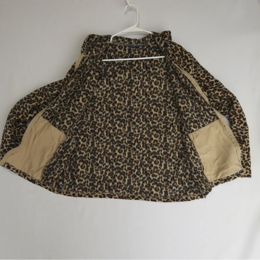 Nick‎ & Sarah Cheetah Fleece Jacket Womens XL Leopard Hoodie Hooded Full Zip
